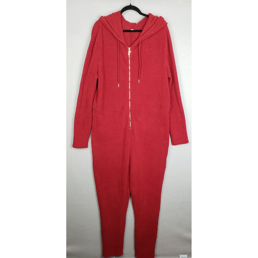 Yitty Size 3X Fuzzy One Piece Pajamas Dark Red Loungewear Cozy Winter Warm Comfy